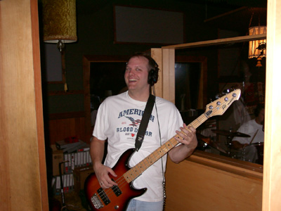 Bryan Hochstrasser thumps the bass.